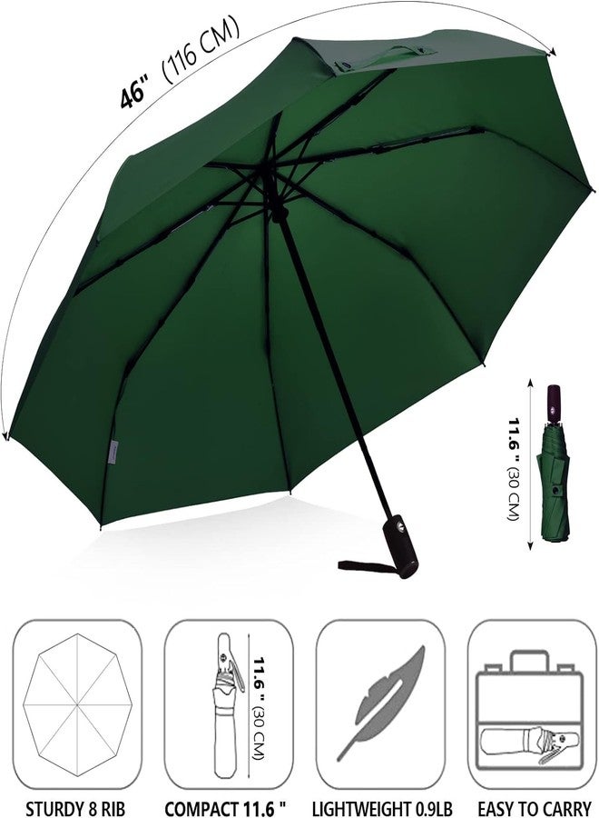 VEHTRI Windproof Travel Umbrella - Light, Automatic, Strong and Portable - Wind Resistant, Small Folding Backpack Umbrella for Rain - Men and Women (Green) - Image 4